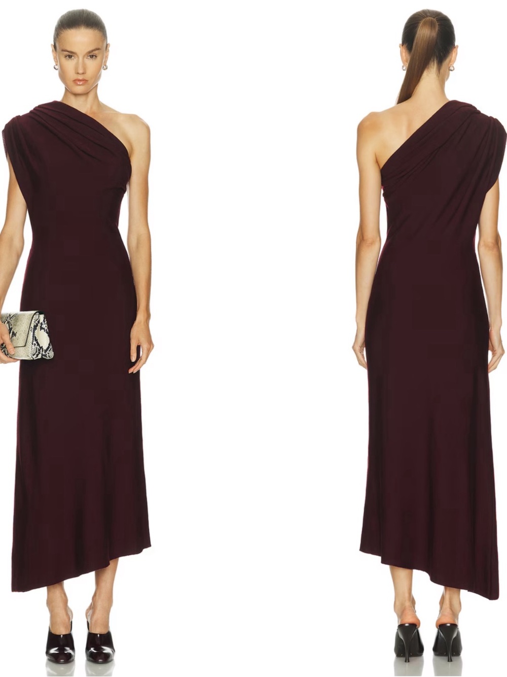 KHAITE Coast One Shoulder Wool Ruched Maxi Dress Size Medium